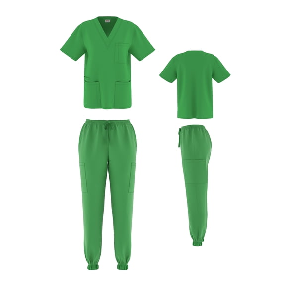 Unisex STRETCH Jogger Scrub Set Solid V-Neck Top Men Women Jogger Nurse Uniform