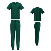 Unisex STRETCH Jogger Scrub Set Solid V-Neck Top Men Women Jogger Nurse Uniform