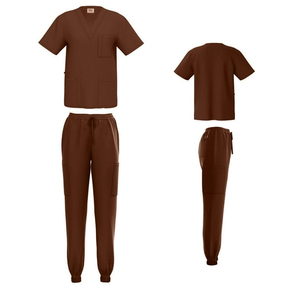Unisex STRETCH Jogger Scrub Set Solid V-Neck Top Men Women Jogger Nurse Uniform
