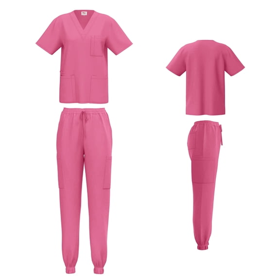 Unisex STRETCH Jogger Scrub Set Solid V-Neck Top Men Women Jogger Nurse Uniform