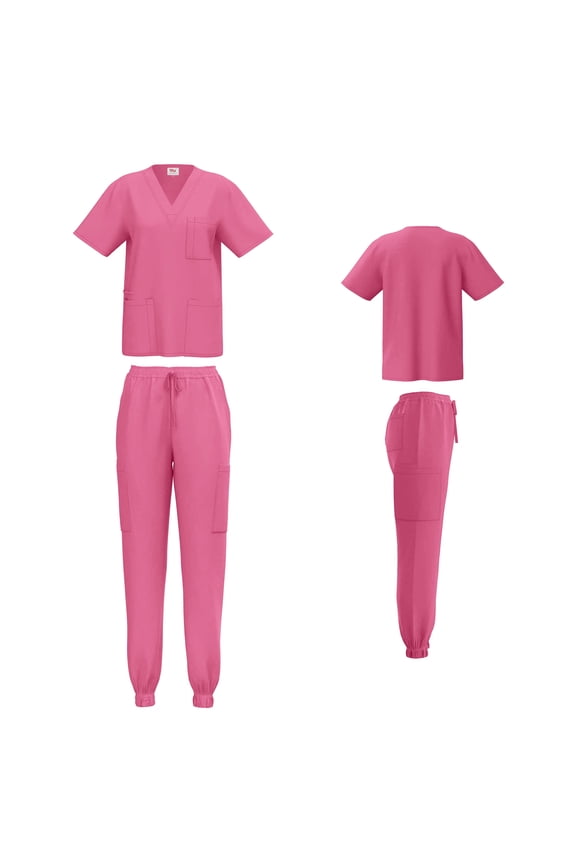Unisex STRETCH Jogger Scrub Set Solid V-Neck Top Men Women Jogger Nurse Uniform