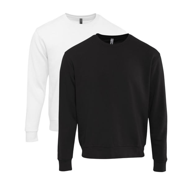 Unisex Santa Barbara Crewneck Sweatshirt, 80/20 Cotton/Polyester Fleece Long Sleeve Winter Sweater (Black White 2 Pack, 3XL)