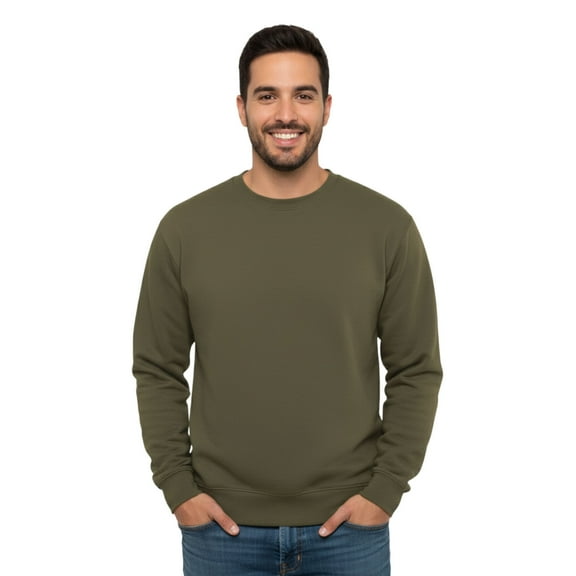 Unisex Santa Barbara Crewneck Sweatshirt, 80/20 Cotton/Polyester Fleece Long Sleeve Winter Sweater (Military Green , XL)