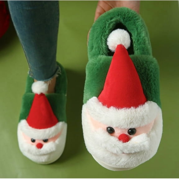 Unisex Santa - Claus Themed Cartoon Home Slippers - Cozy Indoor Slippers with Closed - Toe Design