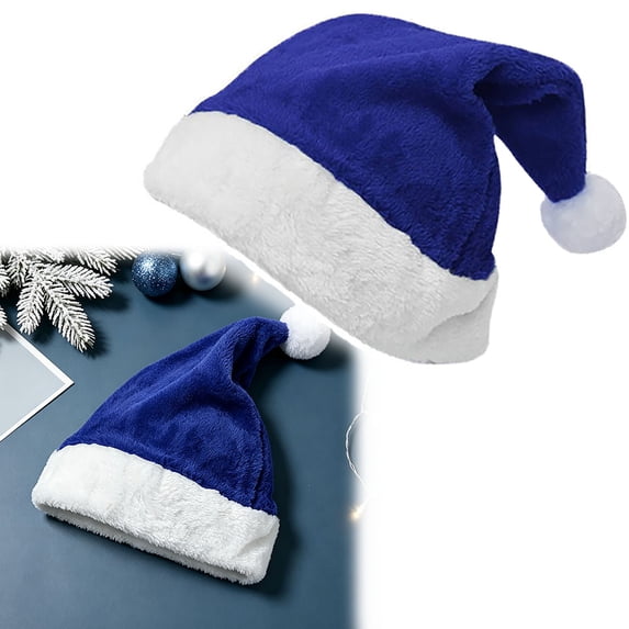 Unisex Santa Hats for Adults, Blue Santa Hats Christmas Blue Santa Hat for Adults with White Cuffs Santa Hats Non-woven Christmas Caps for Christmas New Year Party Supplies