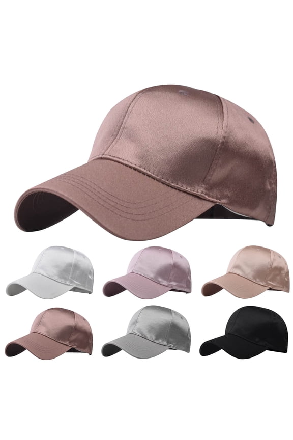 Unisex Satin Baseball Cap, Solid Lightweight Breathable Summer Hat, Adjustable Cotton Casual Cap for Outdoor, Beach, Fishing, and Daily Wear-Beige