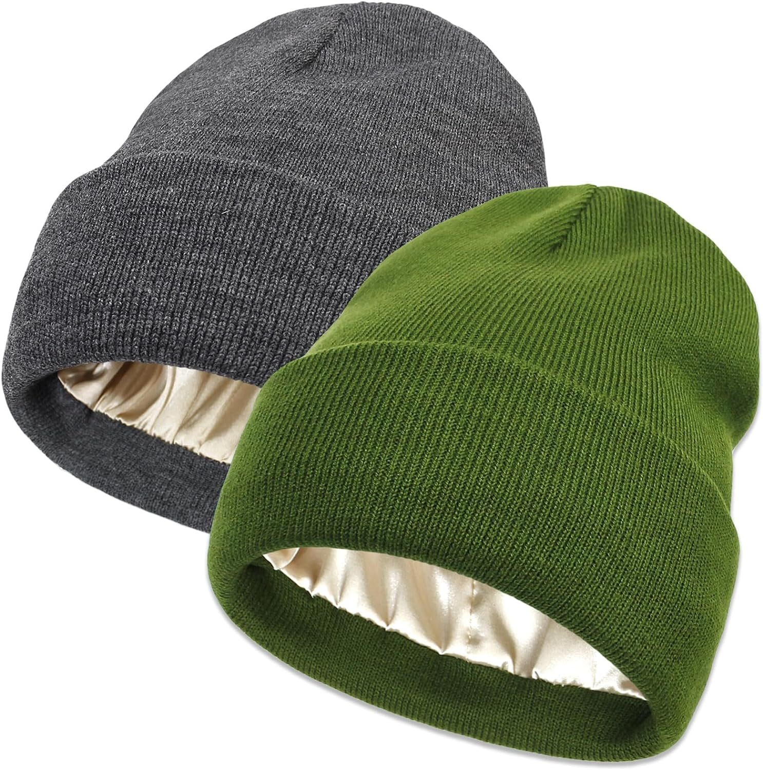 Unisex Satin Lined Winter Beanie for Women Men Silky Lining