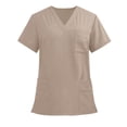 thumbnail image 1 of Unisex Scrub Tops Classic Fit Short Sleeve V Neck Nurse Uniform Side Slit Stretchy Women and Men Medical Shirt, 1 of 6