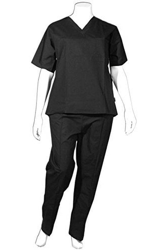Unisex Scrub Uniform Set - Pack of 3 Sets - Black (Xs - Petite)