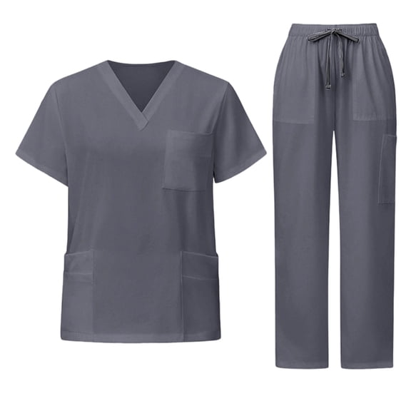 Unisex Scrubs Medical Uniform, V-Neck with multiple pockets, for doctors, nurses, beauty salons Gray S