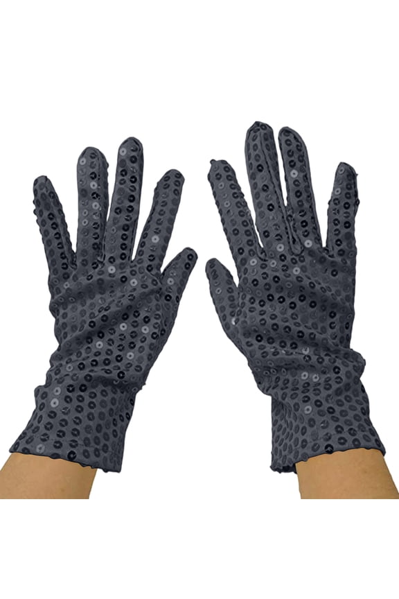Unisex Sequin Stage Gloves Dance Performance Costume Gloves Sparkly Show Party Accessories Classic Masquerade Short Glove Black