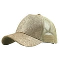 thumbnail image 1 of Unisex Sequin Trucker Hat, Glitter Front Panel with Mesh Back and Ponytail Hole Design, Adjustable Baseball Cap for Summer Fashion, Outdoor Activities, and Casual Style Gold, 1 of 4