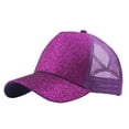 thumbnail image 1 of Unisex Sequin Trucker Hat, Glitter Front Panel with Mesh Back and Ponytail Hole Design, Adjustable Baseball Cap for Summer Fashion, Outdoor Activities, and Casual Style Purple, 1 of 3