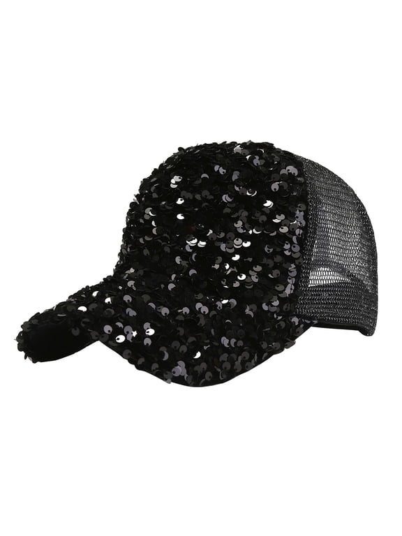 Unisex Sequins Adjustable Baseball Cap - Breathable Beach Sun Hat, 56-62cm Head Circumference, 65% Cotton Blend - Trendy Hop Style