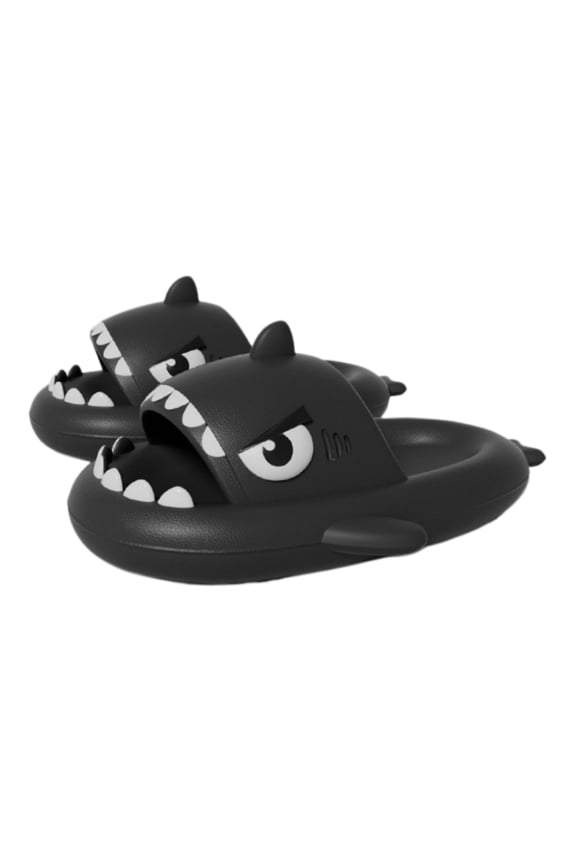 Unisex Shark Face Platform Slides, Cartoon Open Toe Thick Sole Casual Slippers