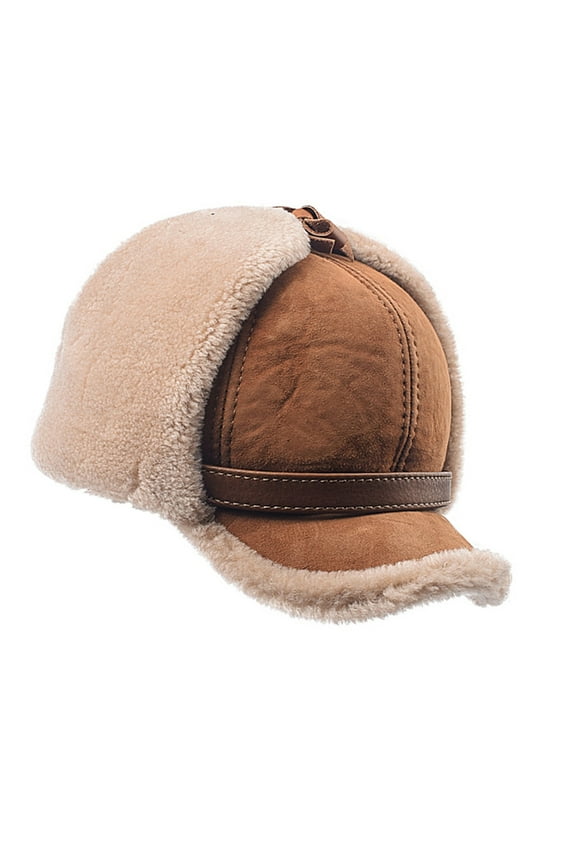 Unisex Sheepskin Wool Hat Warm Baseball Hat Ear Flap Caps Windproof Thermal Caps
