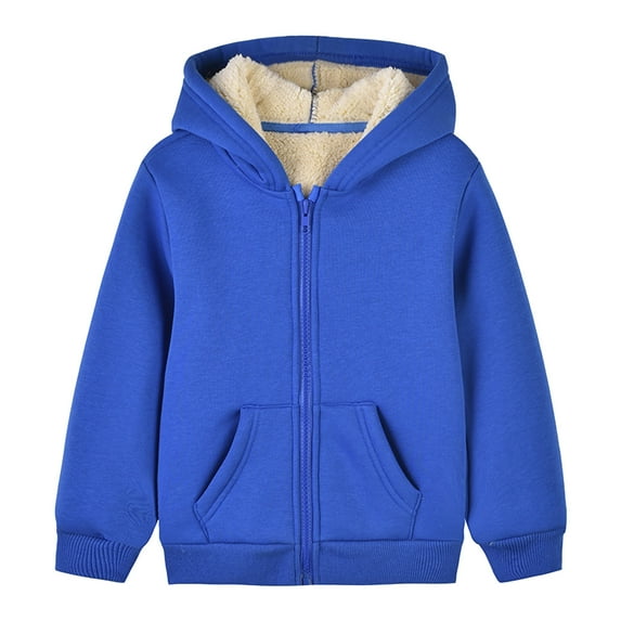 Unisex Sherpa Lined Jackets - Toddler Boys Girls Fleece Jacket Hoodie Zip Up Hooded Sweatshirt Kids Winter Outwear