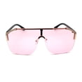 thumbnail image 1 of Unisex Shield Futurism Robotic Retro Funk Sunglasses Gold Black Solid Pink, 1 of 4