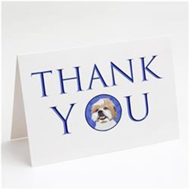 Unisex Shih-Tzu Silver Gold & White Thank You Greeting Cards & Envelopes - Multi Color
