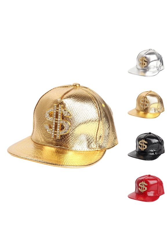 Unisex Shiny Finish Baseball Cap with Embroidered Design Adjustable Casual Hat