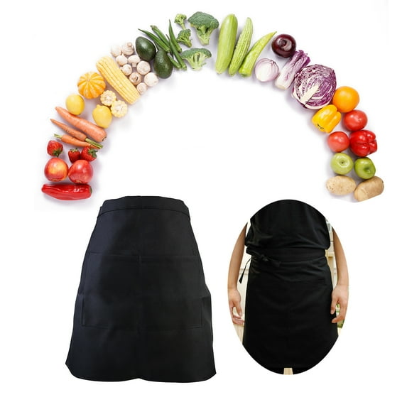 Black Short Apron Short Waist Apron Pocket Short Apron Server Short Apron Waiter Apron Short Apron with Pocket Miss Work