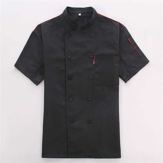 Unisex Short Sleeve Chef Coat Jacket Men's Chef Coat Uniform Short Sleeve Cook Jacket Restaurant Kitchen Work Breathable Clothes