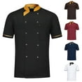 thumbnail image 1 of Unisex Short Sleeve Chef Coat with Pocket Great for Restaurant and Kitchen Uniforms for Both Men and Women Black M, 1 of 4