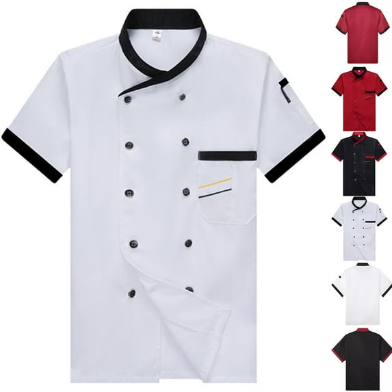 Unisex Short Sleeve Chef Jacket - Breathable & Lightweight Work Uniform for Kitchen Staff, BBQ, Home Cooking and Food Service, Easy Care