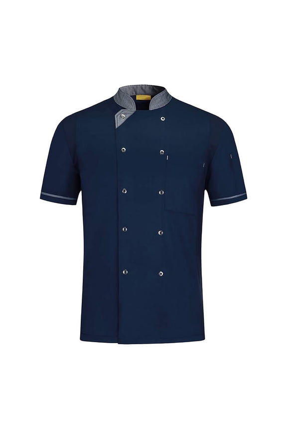 Unisex Short-Sleeve Chef Jacket, Comfortable Button-Up Chef Jacket for Men and Women - Kitchen, Restaurant, Hotel Uniform