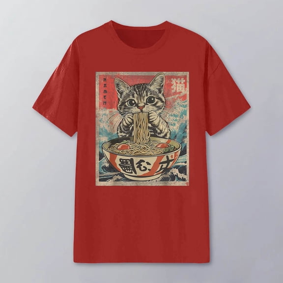 Unisex Short Sleeve Crew Neck T-Shirts Fun Graphic Tee Tops Cozy T Shirt Soft Casual Tee Shirt Wear Red S