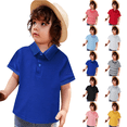 thumbnail image 1 of Unisex Short Sleeve School Uniform Pique Kids Polo Shirts, Durable Polo Shirts for Boys & Girls Dark Blue 130, 1 of 5