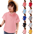 thumbnail image 1 of Unisex Short Sleeve School Uniform Pique Kids Polo Shirts, Durable Polo Shirts for Boys & Girls Pink 150, 1 of 5