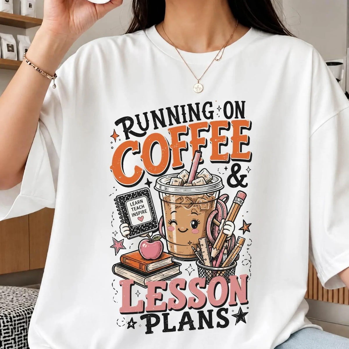 Unisex Short Sleeve Tee Running on Coffee Lesson Plans Teacher Lover ...