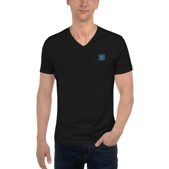 Unisex Short Sleeve V-Neck T-Shirt (Black, S)
