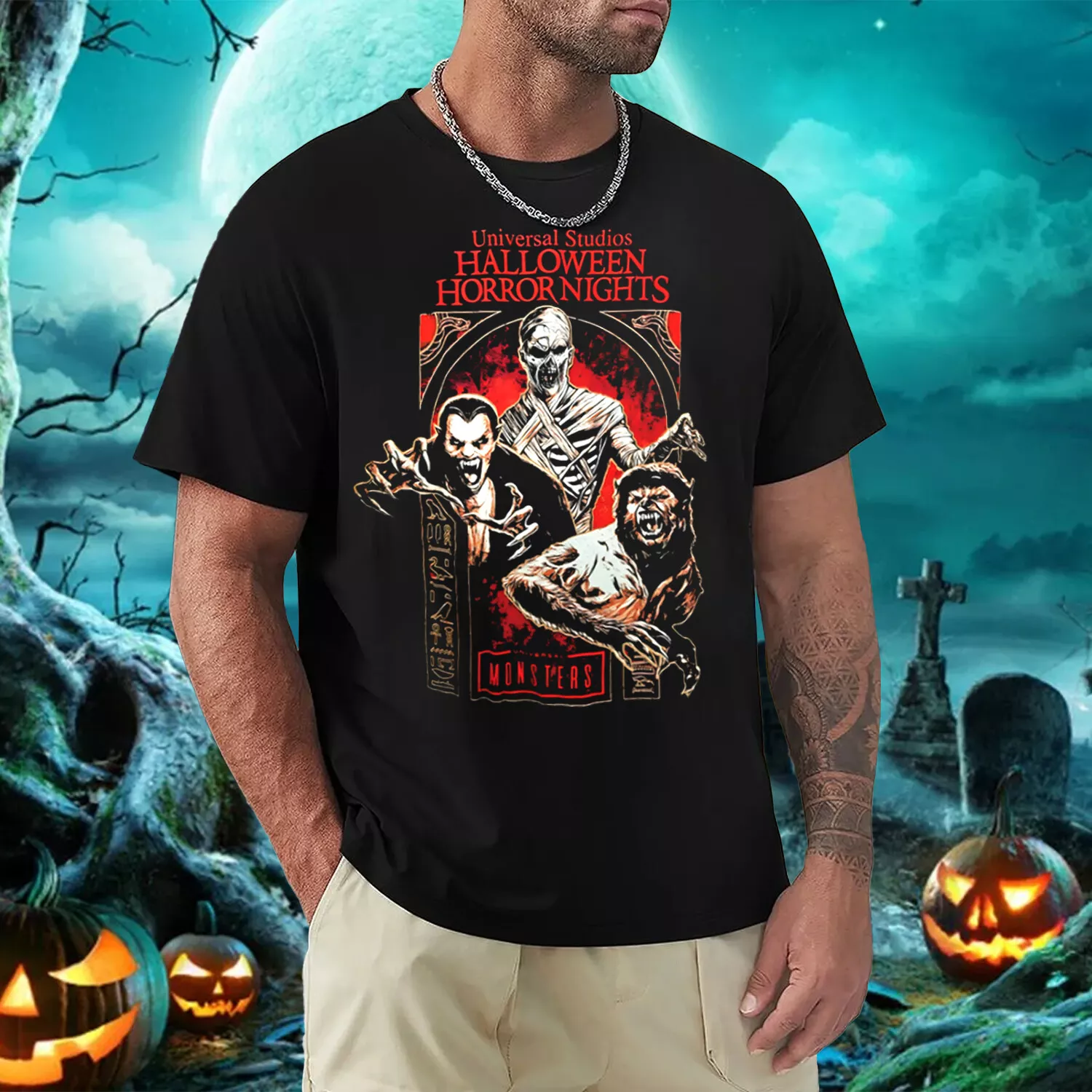 Unisex Short Sleeves Tee Halloween Horror Nights Hhn24 TShirt, Mummy