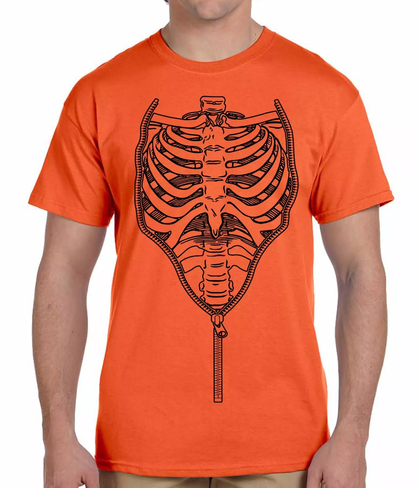 Unisex Short Sleeves Tee Halloween Skeleton RibCage Scary TShirt