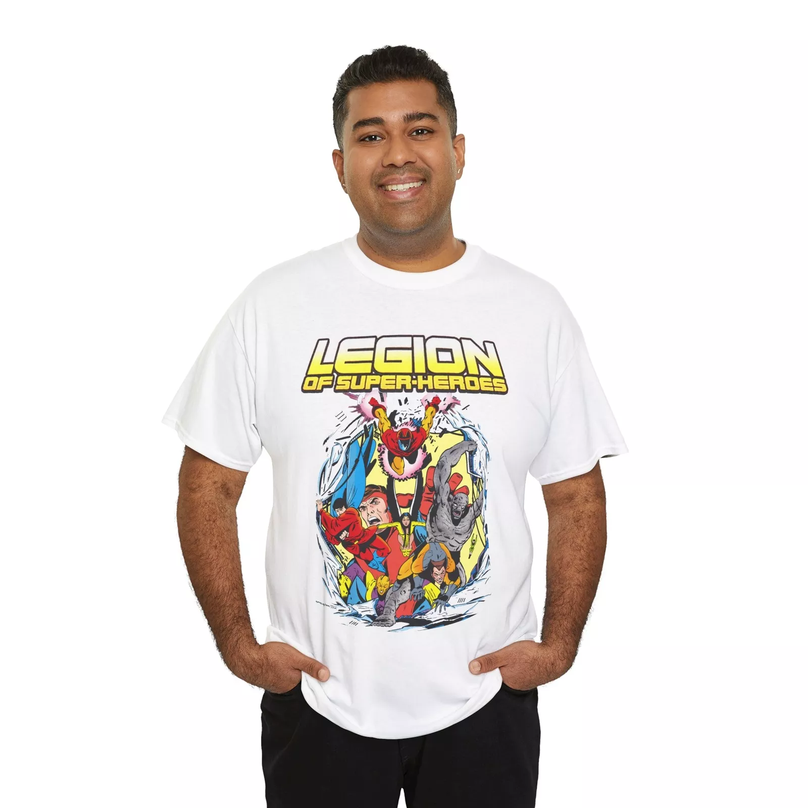 Unisex Short Sleeves Tee Legion Of Super Heroes T Shirt Dc Comics 1980S Art Dawnstar Timber Wolf for Men and Women S 4XL