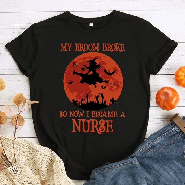 Unisex Short Sleeves Tee My Broom Broken TShirt TShirt for Men and