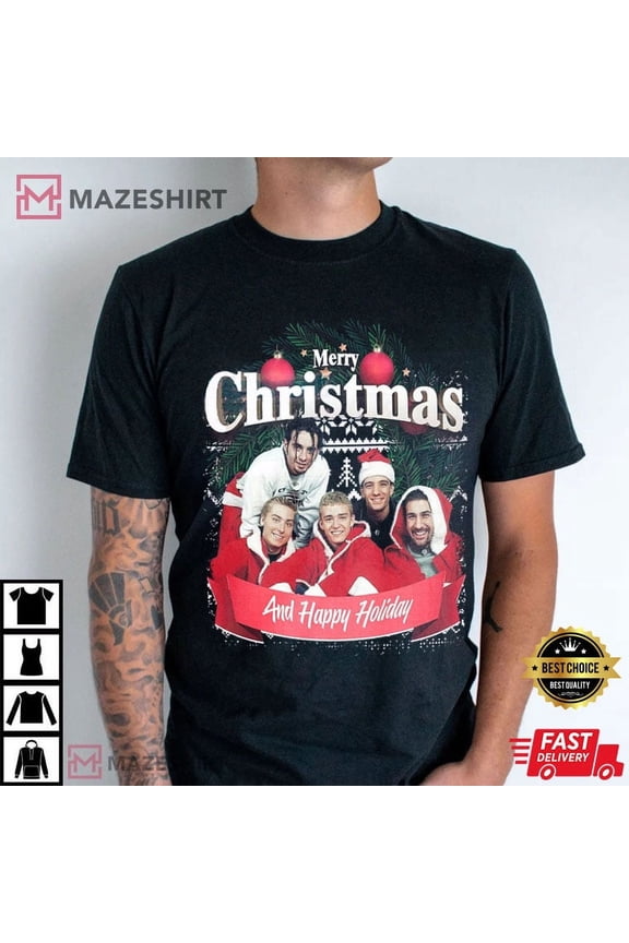 Unisex Short Sleeves Tee Nsync Merry Christmas T-Shirt for Men and Women, up to Size 4XL