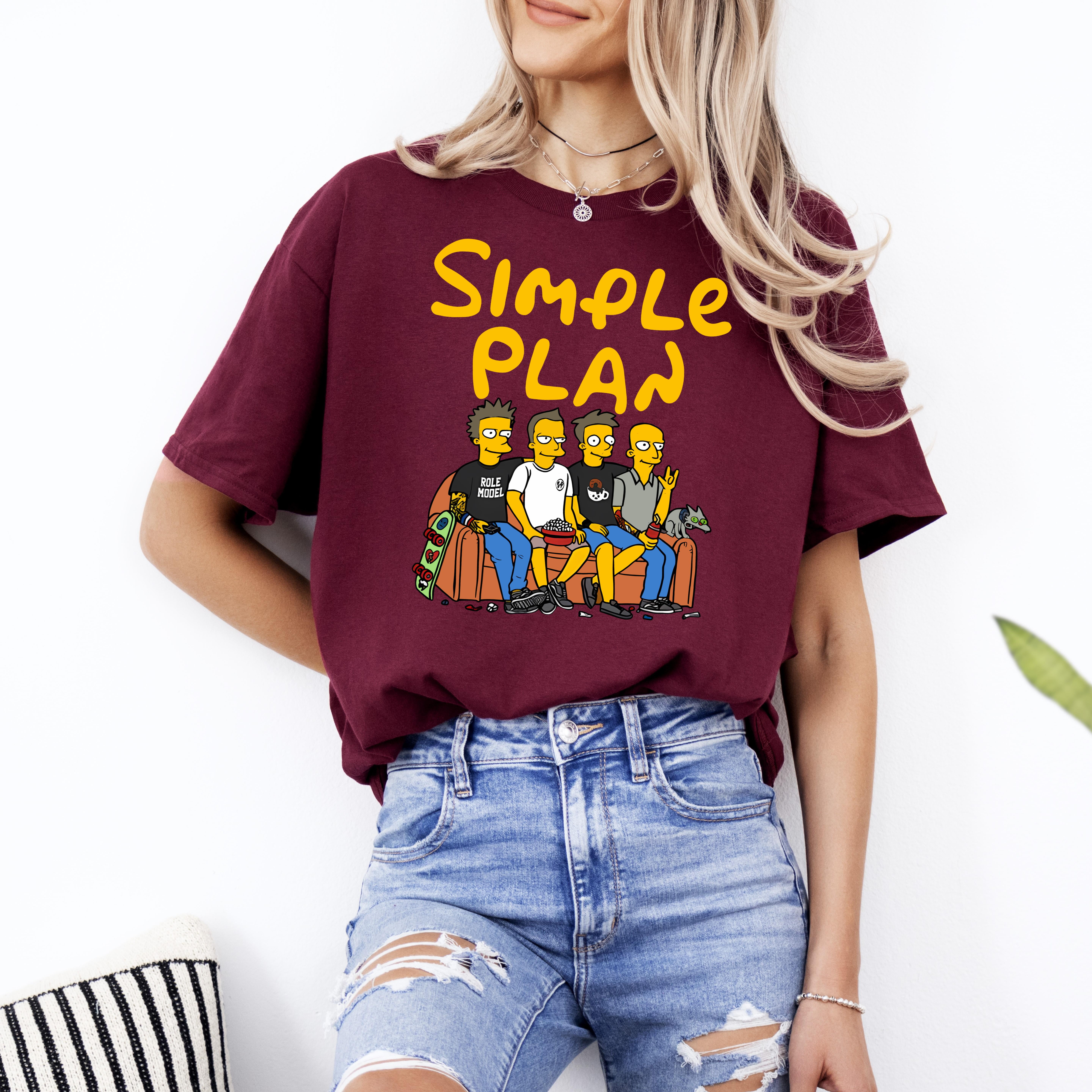 Unisex Short Sleeves Tee Simple Plan Simpsons North American Tour 2024