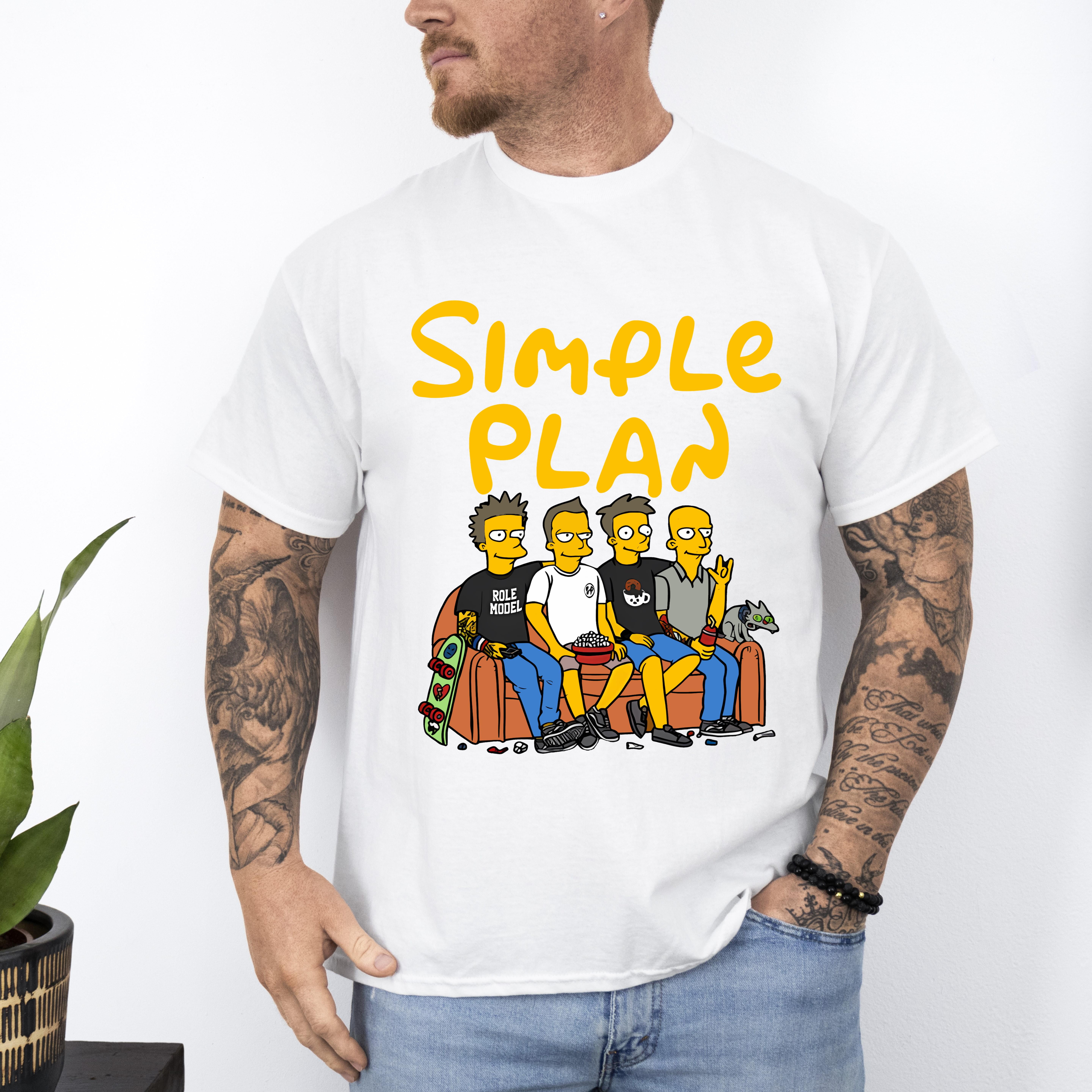 Unisex Short Sleeves Tee Simple Plan Simpsons North American Tour 2024