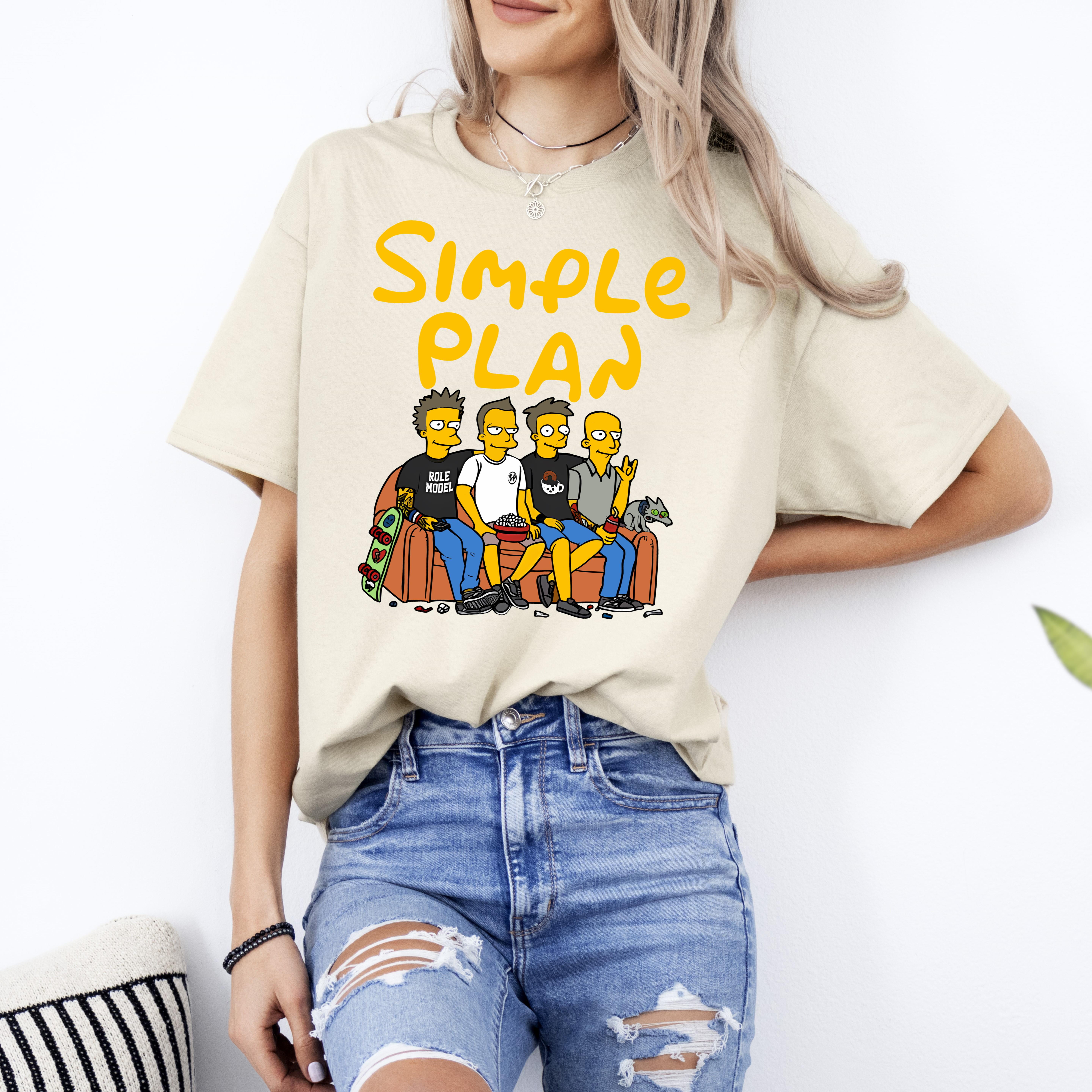 Unisex Short Sleeves Tee Simple Plan Simpsons North American Tour 2024