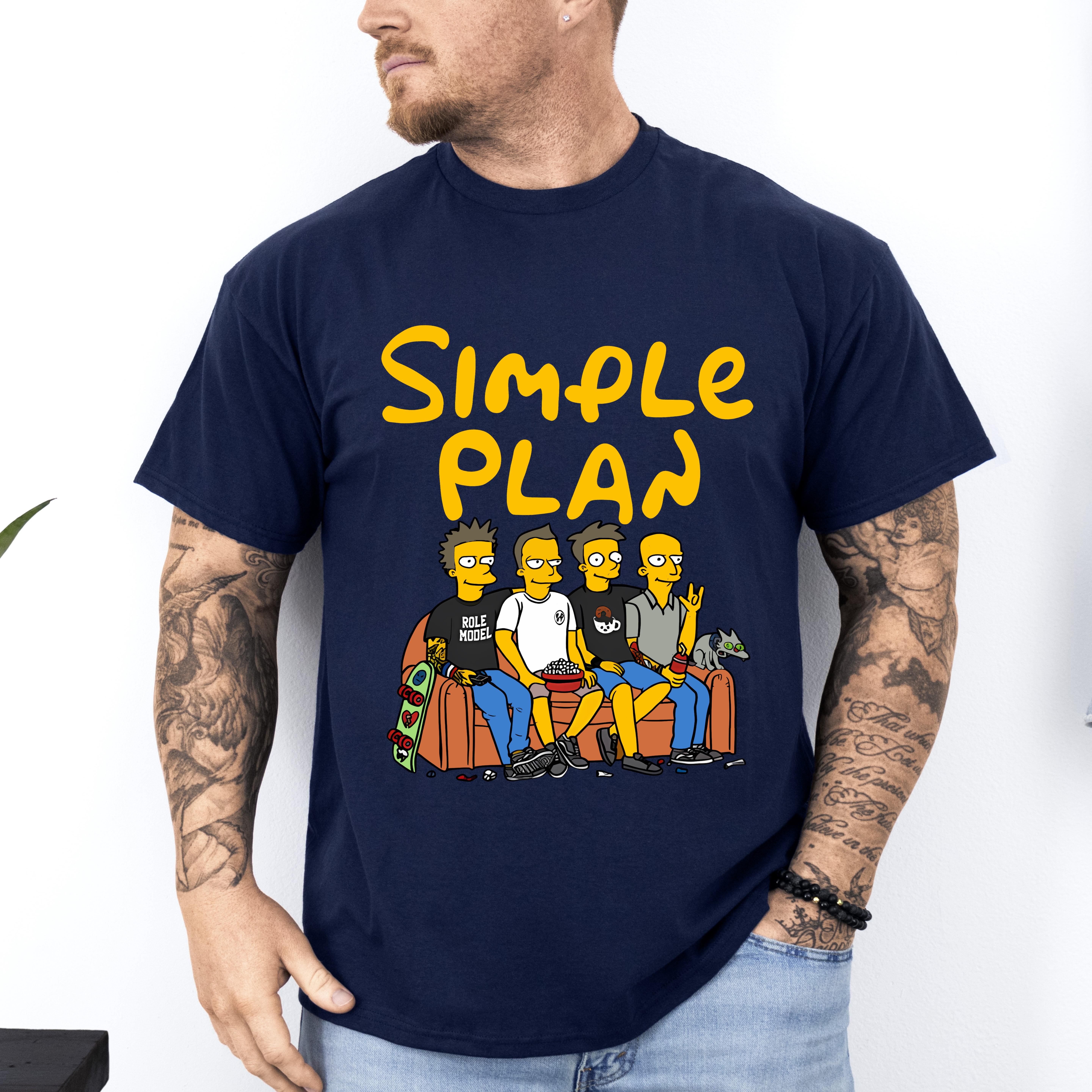 Unisex Short Sleeves Tee Simple Plan Simpsons North American Tour 2024