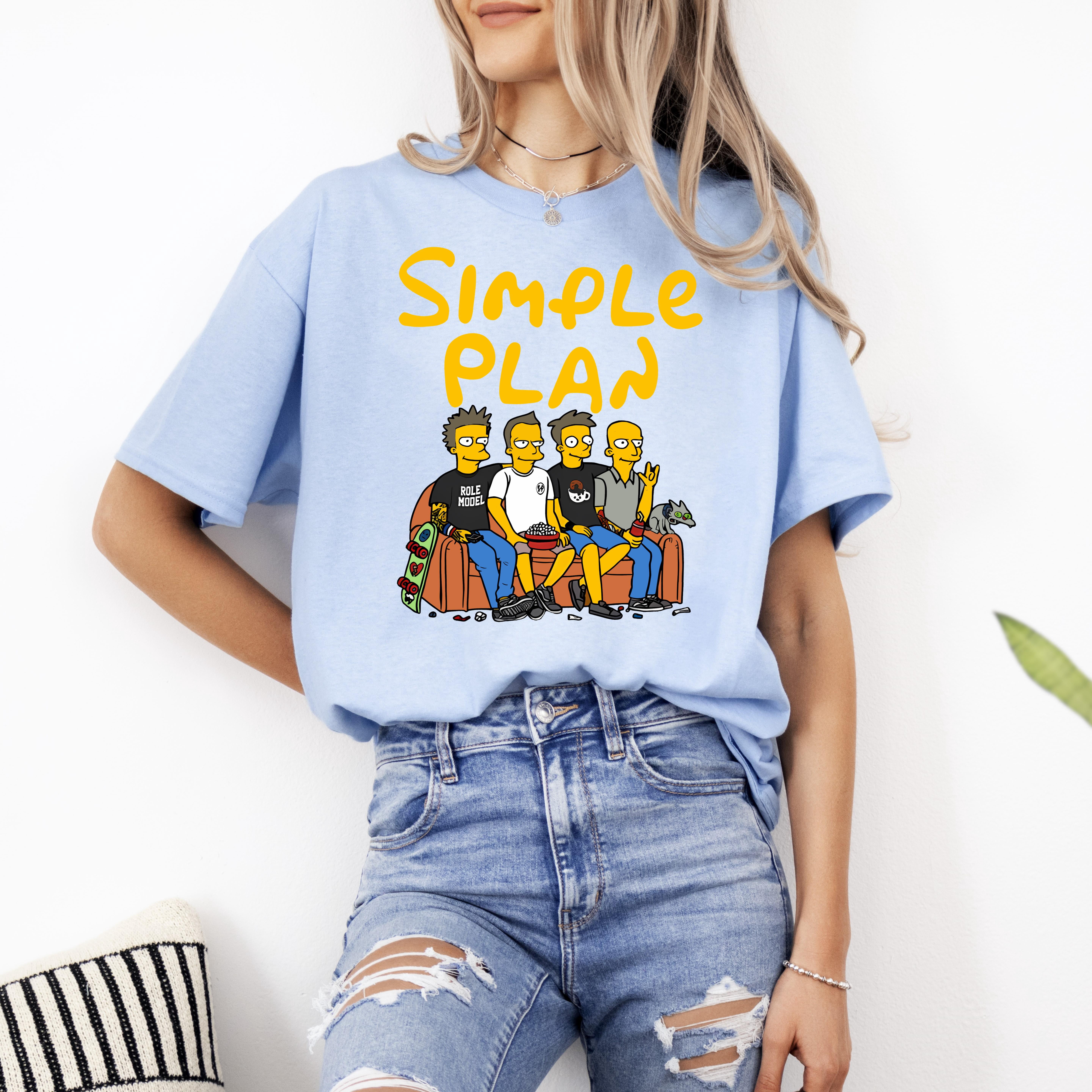 Unisex Short Sleeves Tee Simple Plan Simpsons North American Tour 2024