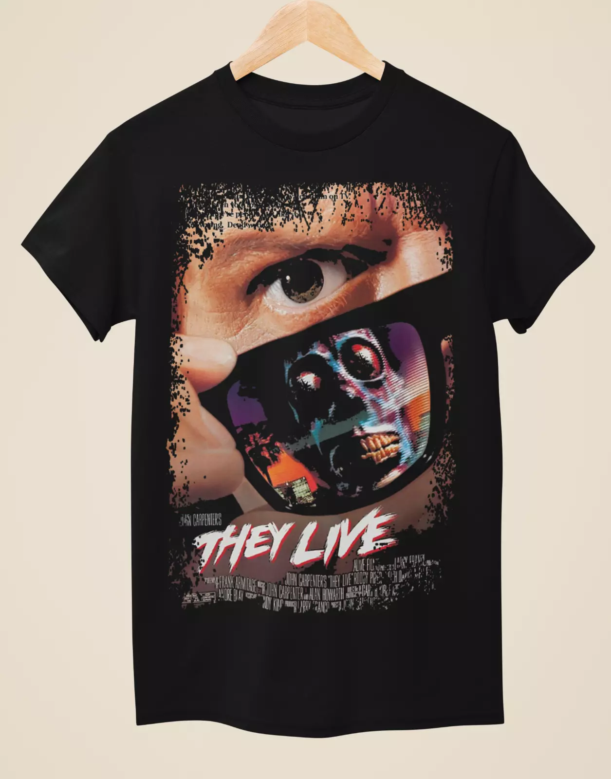 Unisex Short Sleeves Tee They Live (1988) Movie Poster Inspired