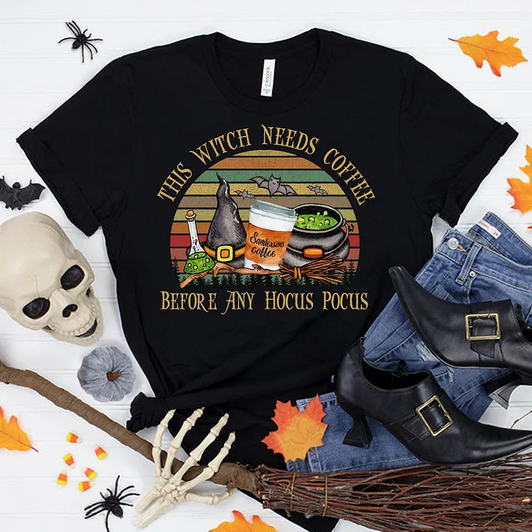 Unisex Short Sleeves Tee This Witch Needs Coffee Before Any Hocus Pocus