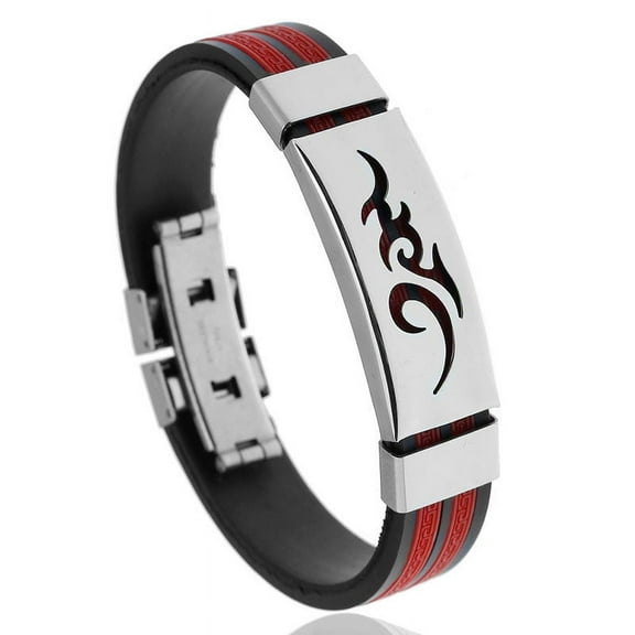 Unisex Silicone Stainless Steel Bracelet Adjustable Geometric Titanium Steel Wristband with Buckle Colorful Fashion