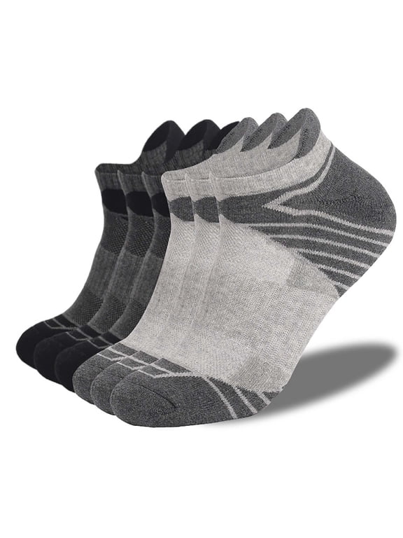 Unisex Silver Cotton Blend No Show Breathable Low Ankle Socks Reinforced Heel & Toe Lightweight Athletic 6 Pairs