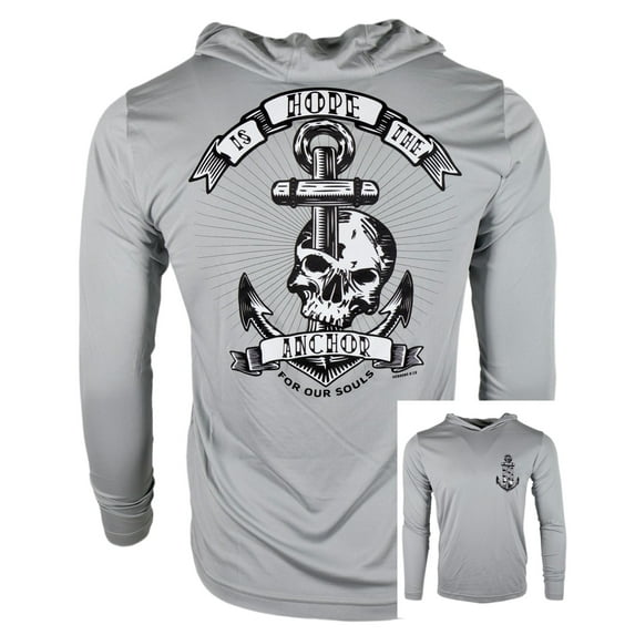 Unisex Silver Hooded Anchor UV Long Sleeve