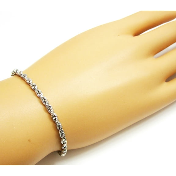 Unisex Silver Layered  Rope Bracelet 8" Unisex